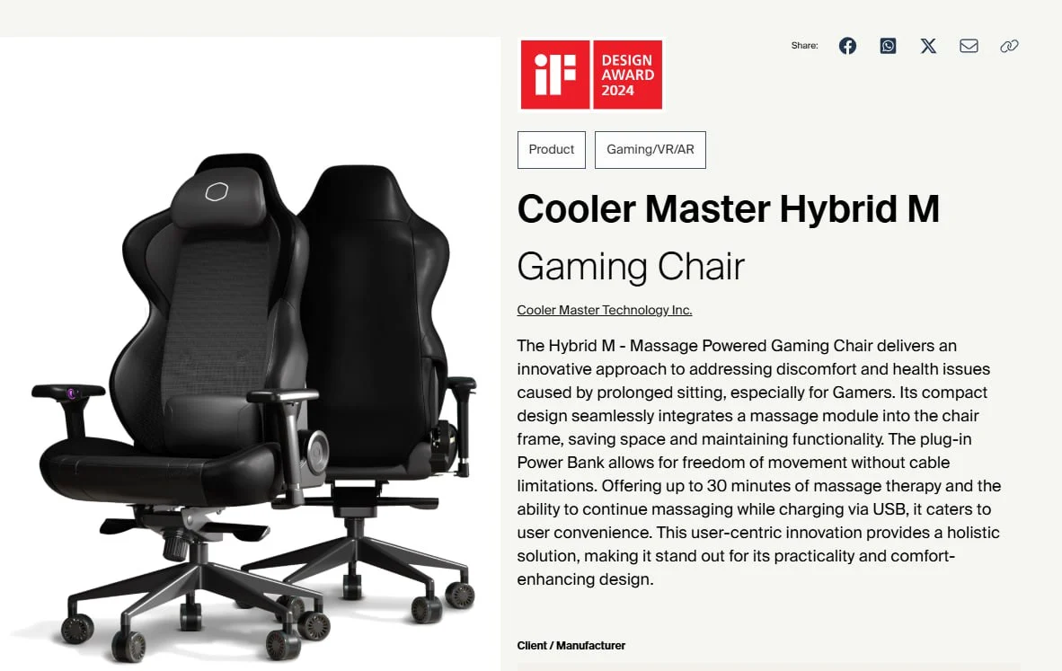 صندلی گیمینگ کولرمستر مدل Hybrid M Massage