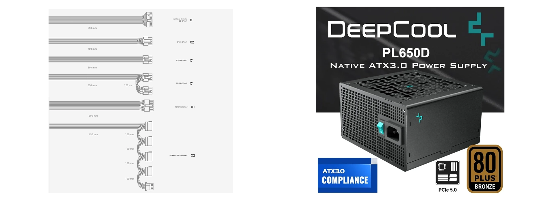 منبع تغذیه دیپ کول مدل PL650D