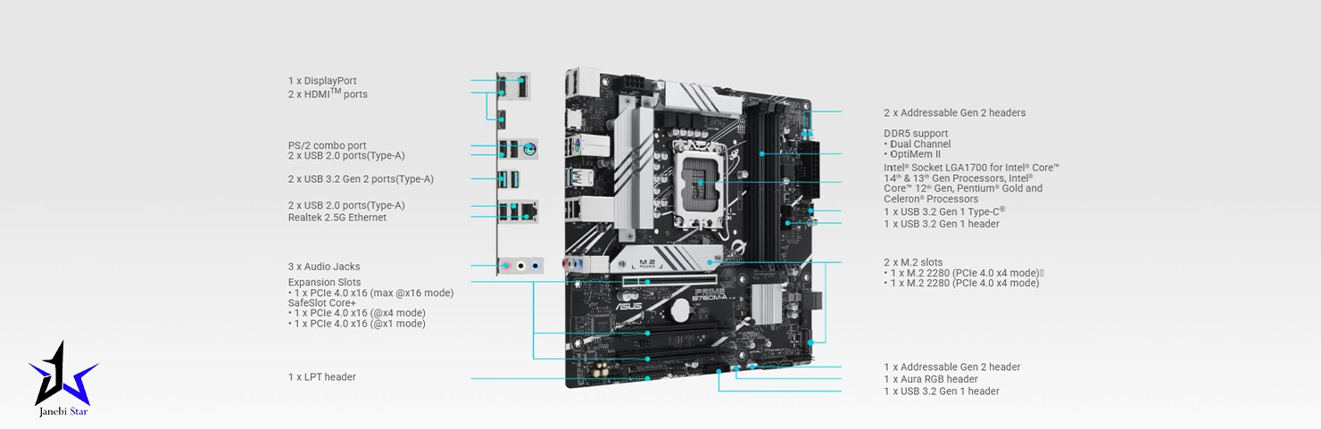 مادربرد ایسوس مدل PRIME B760M-A