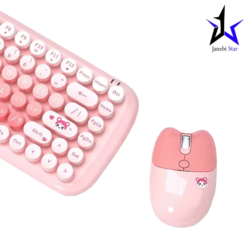 ماوس و کیبورد بی سیم مافی مدل Candy رنگ صورتی