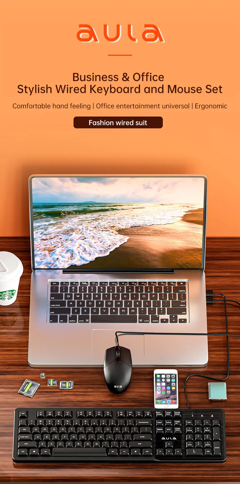 Aula AC102 Wired Keyboard and Mouse Combo
