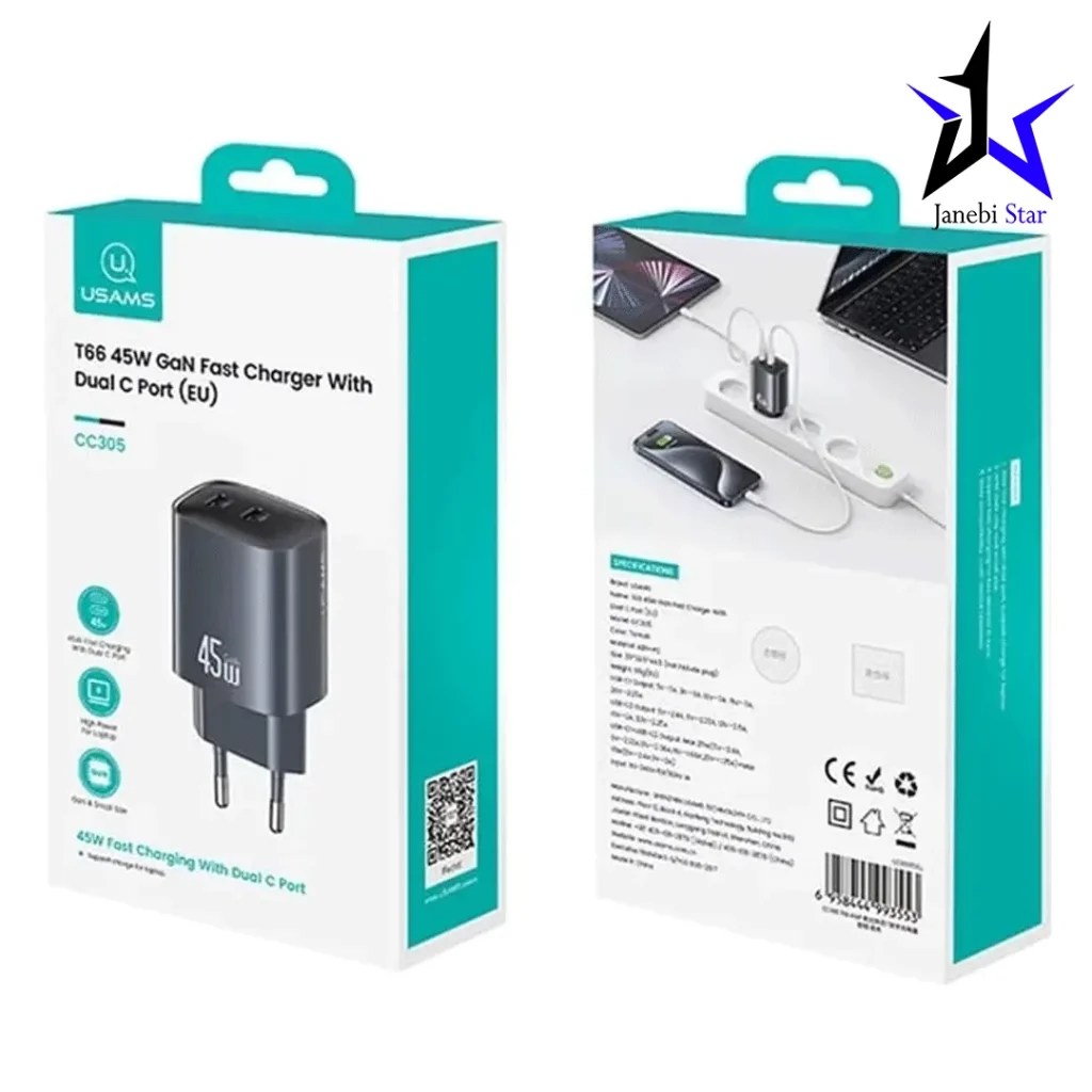 شارژر دیواری یوسمز مدل US-CC305 با توان 45 وات