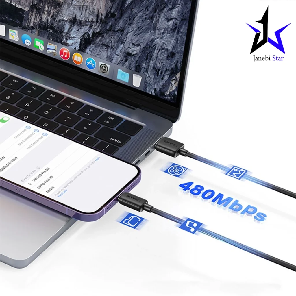 کابل شارژ تایپ سی به لایتنینگ یوسمز مدل SJ697 طول 2 متر