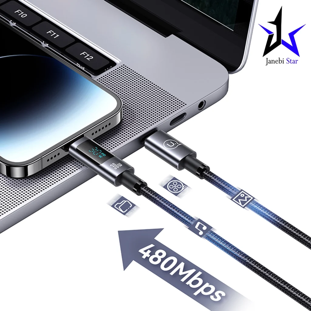 کابل شارژ USB-C to Lightning یوسمز مدل US-SJ672 با طول 1.2 متر توان 30 وات