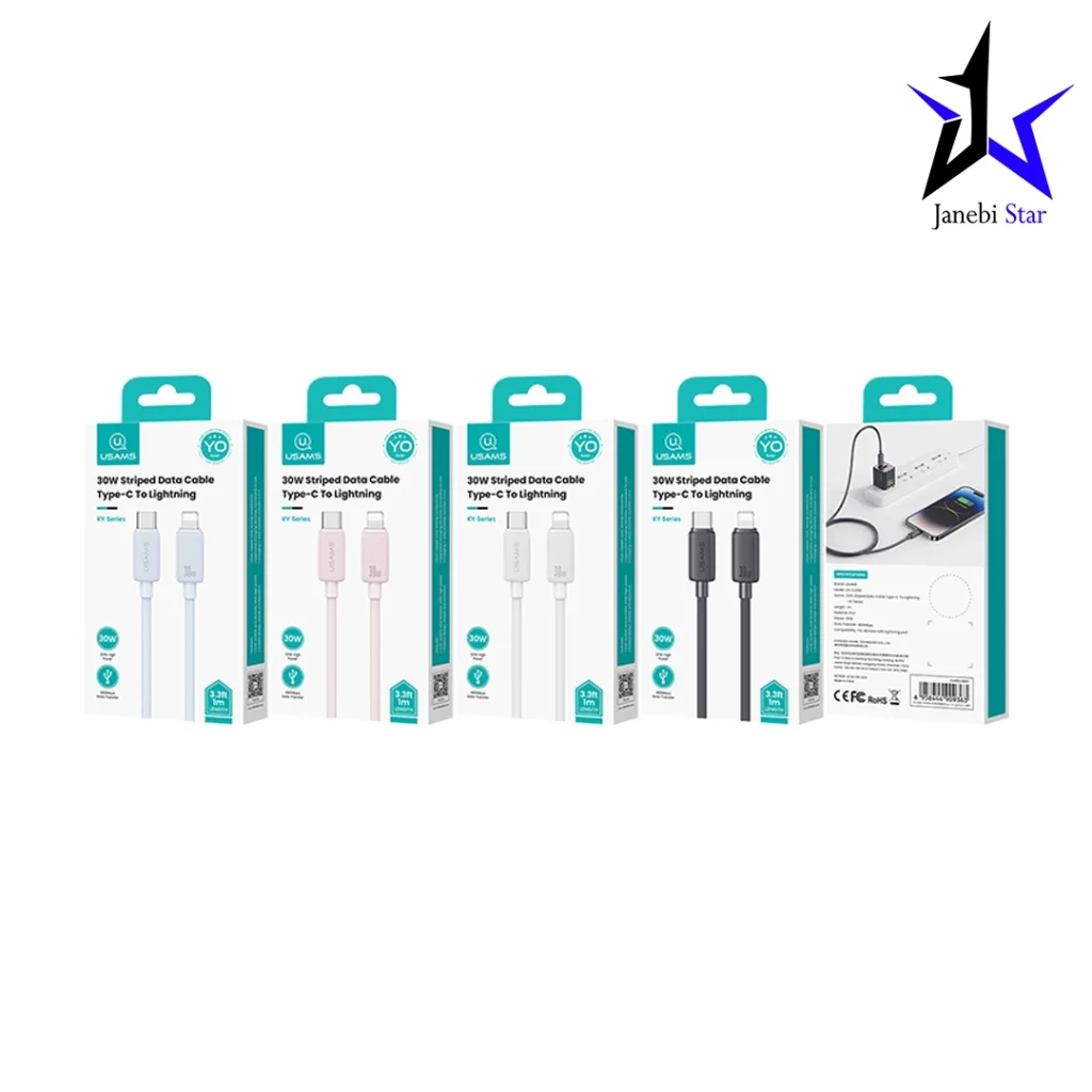 کابل شارژ USB-C to Lightning یوسمز مدل US-SJ692 با طول 1 متر توان 30 وات