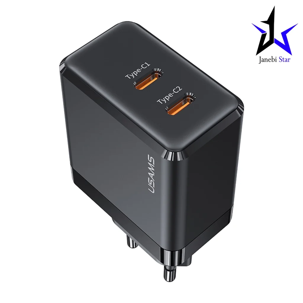 شارژر دیواری یوسمز مدل US-CC172 توان ۴۰ وات با ۲ پورت Type-C