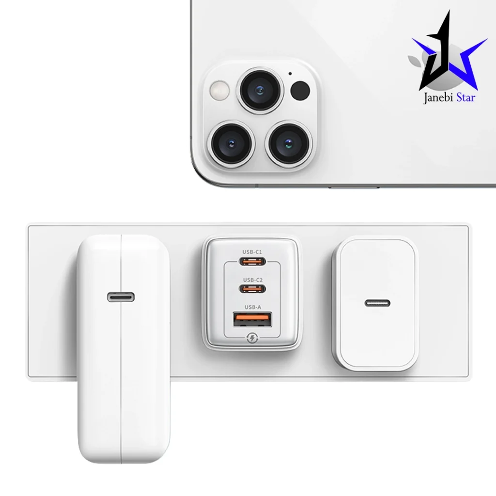 شارژر دیواری یوسمز مدل US-CC180 ظرفیت ۶۵ وات سه پورت