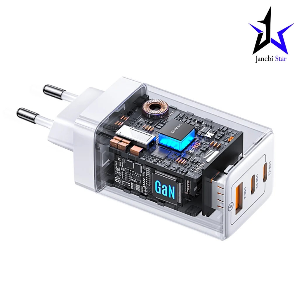 شارژر دیواری یوسمز مدل US-CC180 ظرفیت ۶۵ وات سه پورت
