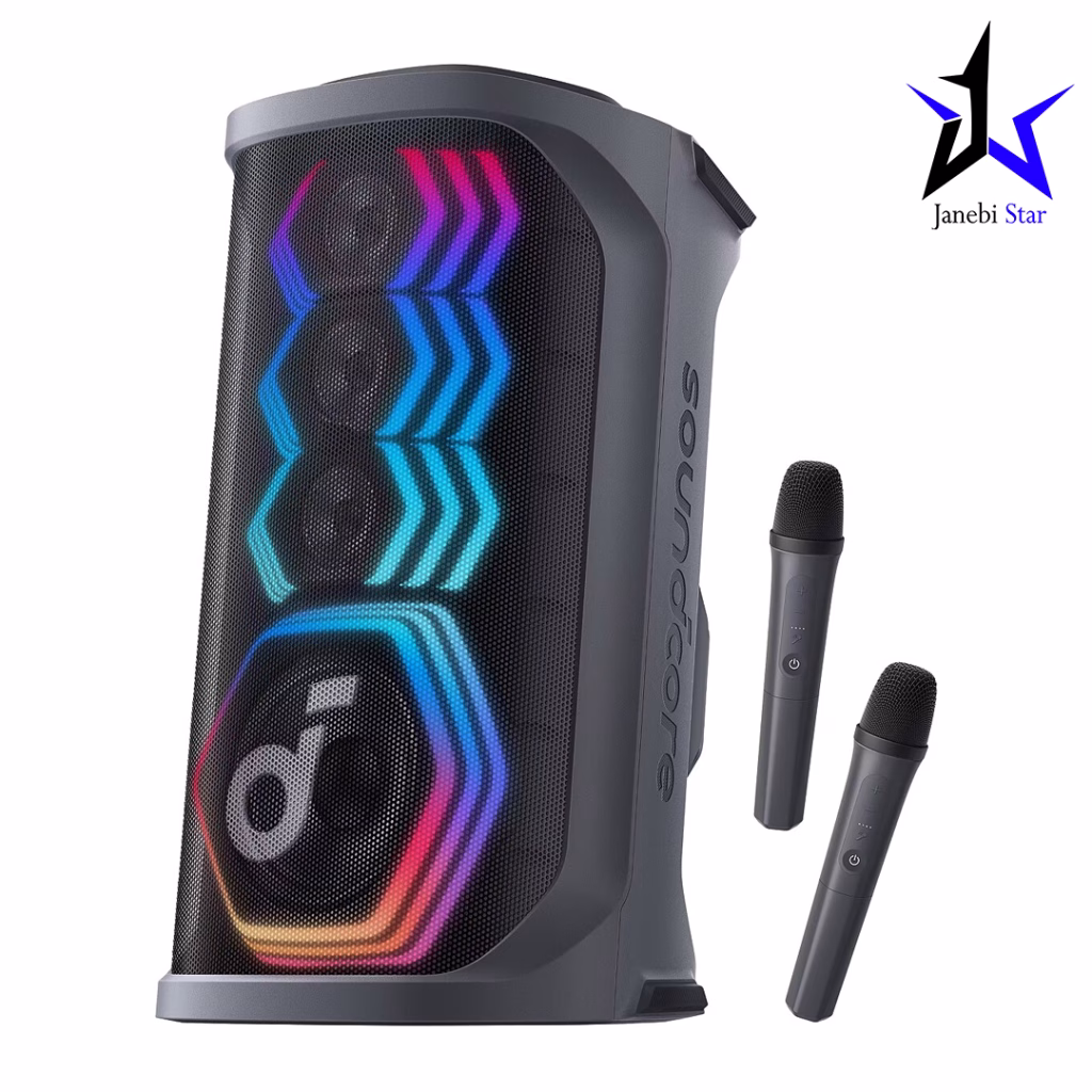 اسپیکر بلوتوثی انکر مدل Soundcore Rave 3S AI Party Speaker به همراه 2 میکروفون بی‌سیم