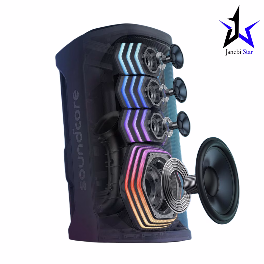 اسپیکر بلوتوثی انکر مدل Soundcore Rave 3S AI Party Speaker به همراه 2 میکروفون بی‌سیم