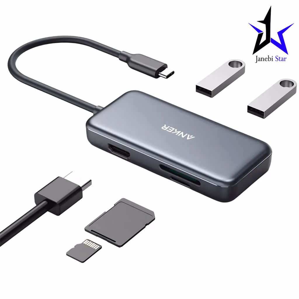 هاب USB-C انکر مدل Anker 5-in-1 USB-C Adapter