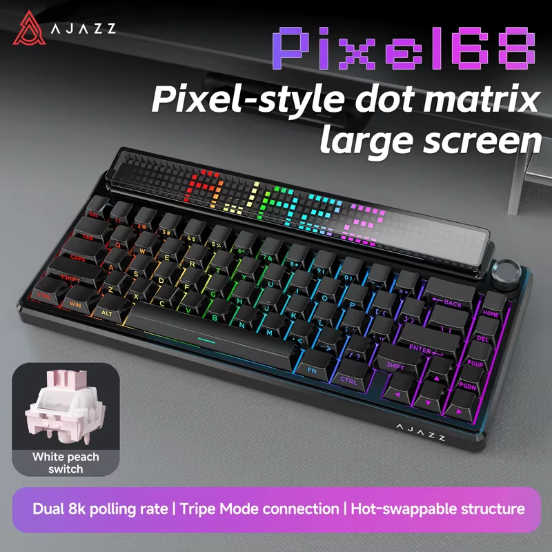 کیبورد گیمینگ Ajazz مدل Pixel68 DOT MATRIX 8K Wireless Black 3 کیبورد گیمینگ Ajazz مدل Pixel68 DOT MATRIX 8K Wireless Black